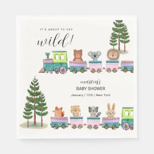 Whimsical Wild Safari Choo Choo Train Baby Shower Napkin