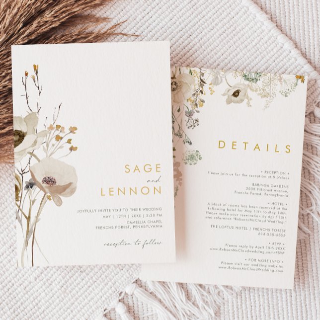 Whimsical Wildflower All In One Wedding Invitation (Creator Uploaded)