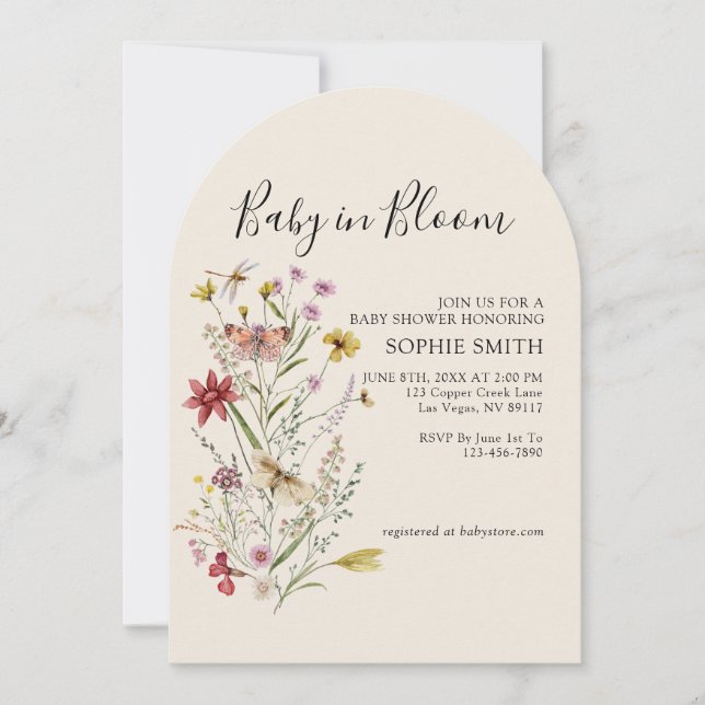 Whimsical Wildflower Baby In Bloom Invitation (Front)