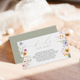 Whimsical Wildflower Baby Shower books Enclosure Card