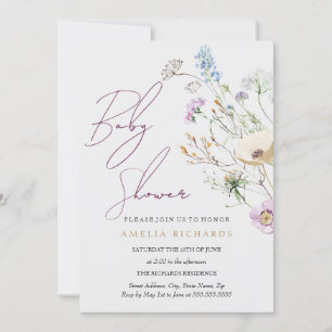 whimsical Wildflower Baby Shower Invitation