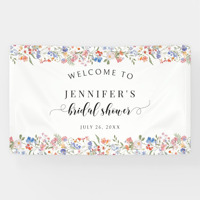 Whimsical Wildflower Bloom Bridal Shower Welcome Banner (Horizontal)