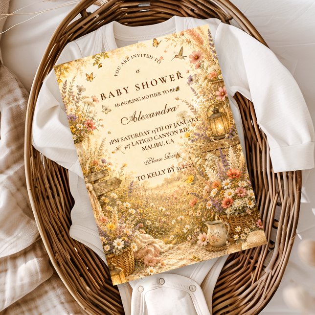 Whimsical Wildflower Boho Baby Shower Invitation (Creator Uploaded)