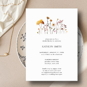 Whimsical Wildflower Boho Wedding Bridal Shower Invitation
