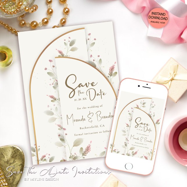 Whimsical Wildflower Boho Wedding Save the Date Invitation (Creator Uploaded)