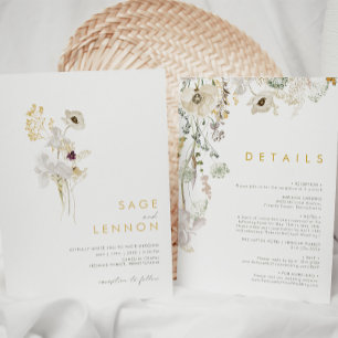 Whimsical Wildflower Bouquet All In One Wedding In Invitation