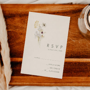 Whimsical Wildflower Bouquet Ivory RSVP Card