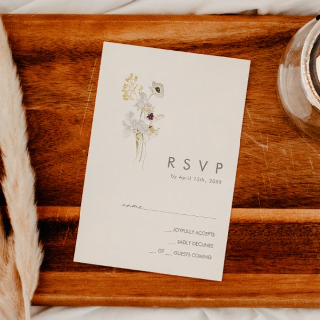 Whimsical Wildflower Bouquet | Ivory RSVP Card (Creator Uploaded)