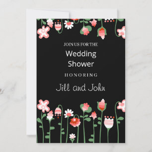 Whimsical Wildflower Dark Wedding Bridal Shower Invitation