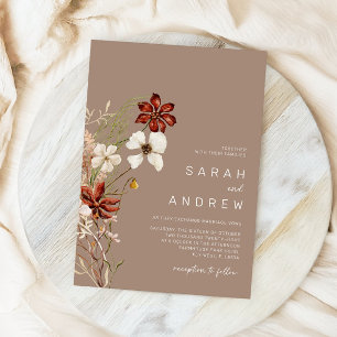 Whimsical Wildflower Dried Flowers Wedding Invitation