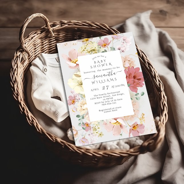 Whimsical Wildflower Elegant Boho Baby Shower  Invitation (Creator Uploaded)