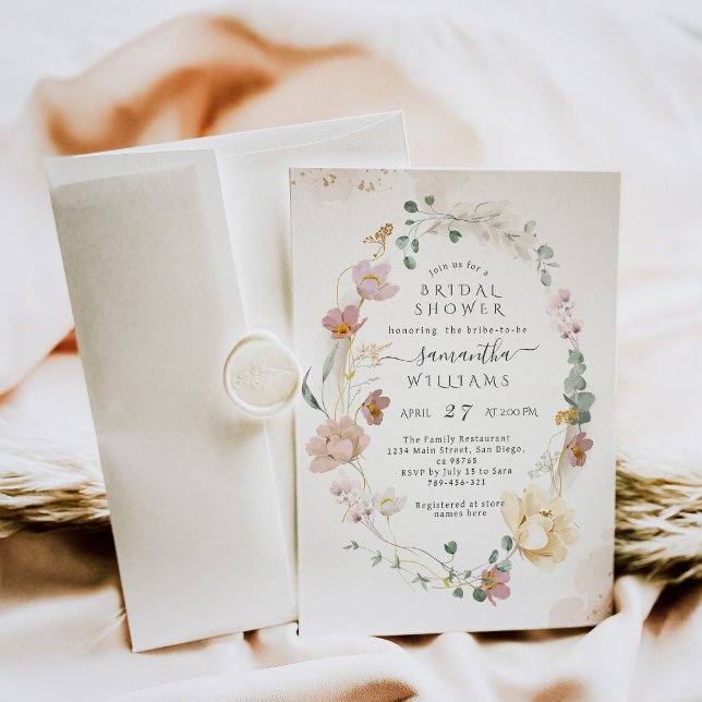 Whimsical Wildflower Elegant Boho Bridal Shower Invitation (Creator Uploaded)