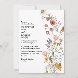 Whimsical Wildflower Elegant Boho Wedding Invitation