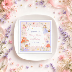 Whimsical Wildflower Fairy First 1st Birthday Napkin