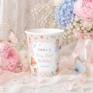Whimsical Wildflower Fairy First 1st Birthday Paper Cups