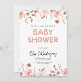 Whimsical Wildflower Floral Boho Baby Shower Invit Invitation