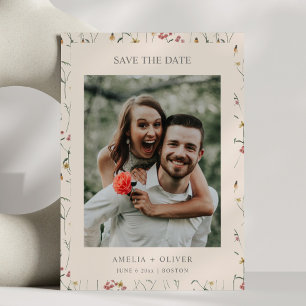 Whimsical Wildflower Floral Fall Wedding Photo Save The Date