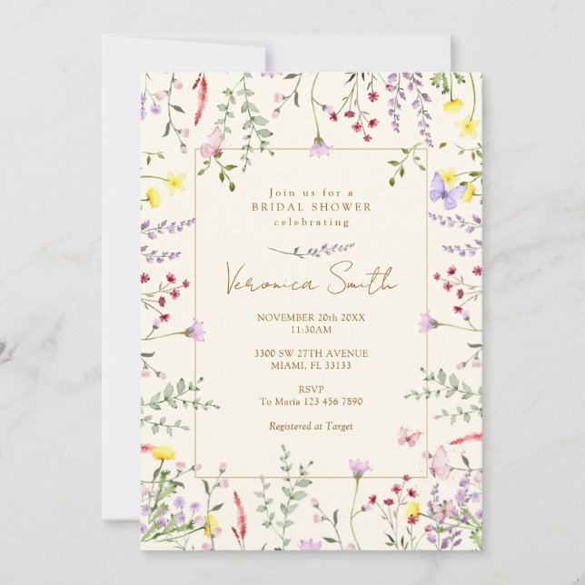  Whimsical Wildflower Garden Bridal Shower Invitation (Front)
