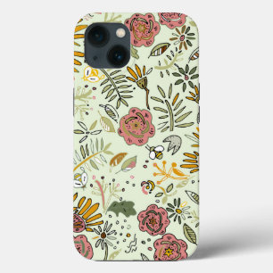Whimsical Wildflower Garden & Bumblebee Pattern iPhone 13 Case