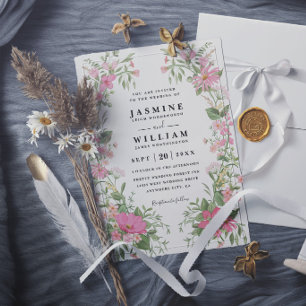 Whimsical Wildflower Garden Rustic Elegant Wedding Invitation