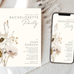 Whimsical Wildflower   Ivory Bachelorette Party Invitation