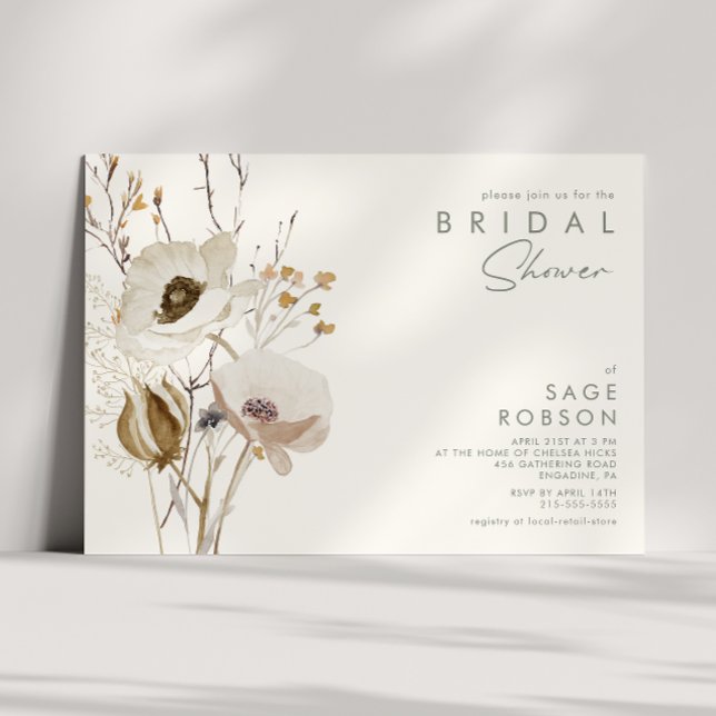 Whimsical Wildflower | Ivory Bridal Shower Invitation (Creator Uploaded)