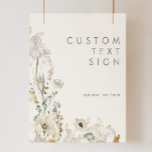 Whimsical Wildflower Ivory Cards and Gifts Custom Poster<br><div class="desc">This Whimsical Wildflower Ivory cards and gifts custom poster is perfect for your simple, elegant boho wedding. The modern rustic greenery accompanied by the minimalist watercolor wildflowers will help bring your vision to life! This design of pretty gold flowers, touches of bohemian sage green and purple is sure to complete...</div>