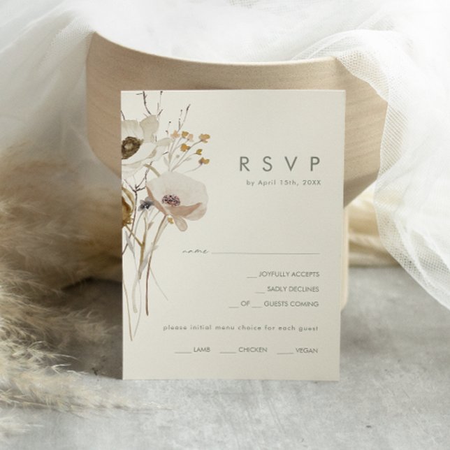 Whimsical Wildflower | Ivory Menu Choice RSVP Card (Creator Uploaded)