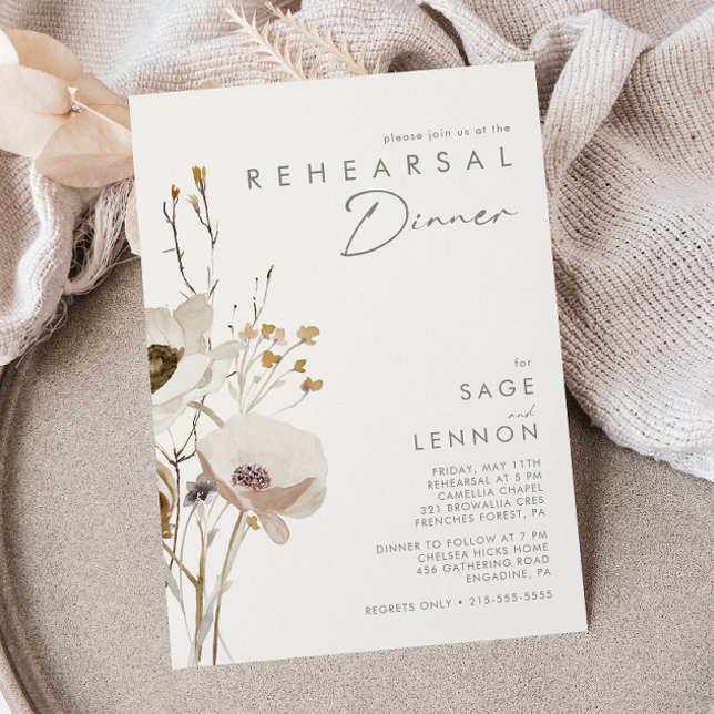 Whimsical Wildflower | Ivory Rehearsal Dinner Invitation (Creator Uploaded)