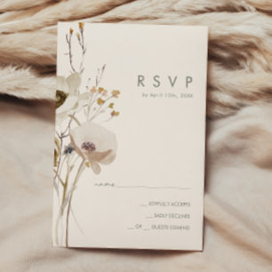 Whimsical Wildflower   Ivory RSVP Card
