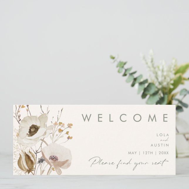 Whimsical Wildflower | Ivory Seating Chart Header (Standing Front)
