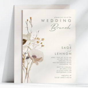 Whimsical Wildflower   Ivory Wedding Brunch Invitation