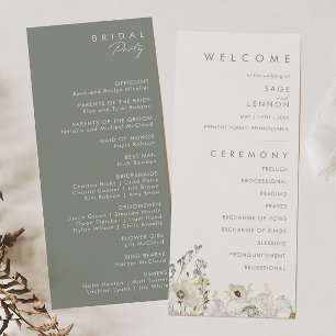 Whimsical Wildflower   Ivory Wedding Program Programme