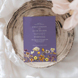 Whimsical Wildflower Lavender  Boho Wedding Invitation