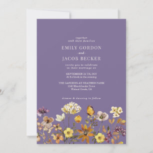 Whimsical Wildflower Lavender Fall Boho Wedding Invitation