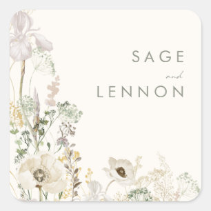 Whimsical Wildflower Meadow   Ivory Envelope Seals