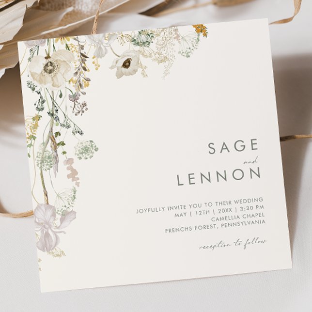 Whimsical Wildflower Meadow | Ivory Square Invitation (Creator Uploaded)