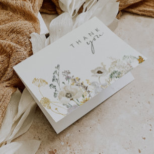 Whimsical Wildflower Meadow Ivory Thank You Card