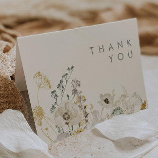Whimsical Wildflower | Meadow Ivory Thank You Card