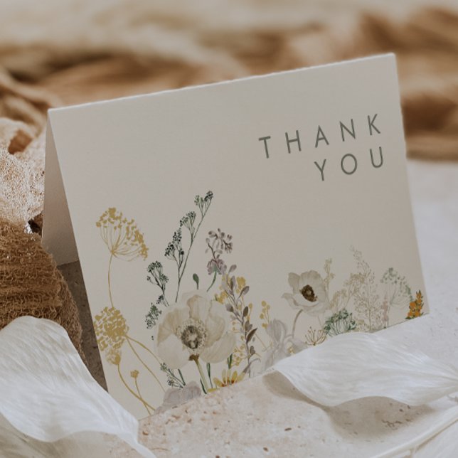 Whimsical Wildflower | Meadow Ivory Thank You Card (Creator Uploaded)