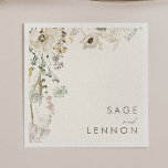 Whimsical Wildflower Meadow | Ivory Wedding Napkin<br><div class="desc">This Whimsical Wildflower Meadow | Ivory is perfect for your simple, elegant boho wedding. The modern rustic greenery accompanied by the minimalist watercolor wildflowers will help bring your vision to life! This design of pretty gold flowers, touches of bohemian sage green and purple is sure to complete your minimal fall...</div>