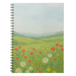 Whimsical Wildflower Meadow Landscape Notebook