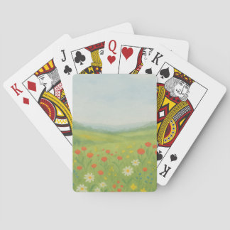 Whimsical Wildflower Meadow Landscape Playing Cards