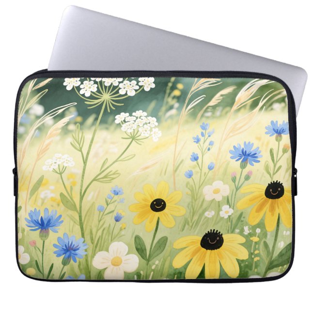 Whimsical Wildflower Meadow  Laptop Sleeve (Front)