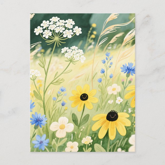 Whimsical Wildflower Meadow  Postcard (Front)