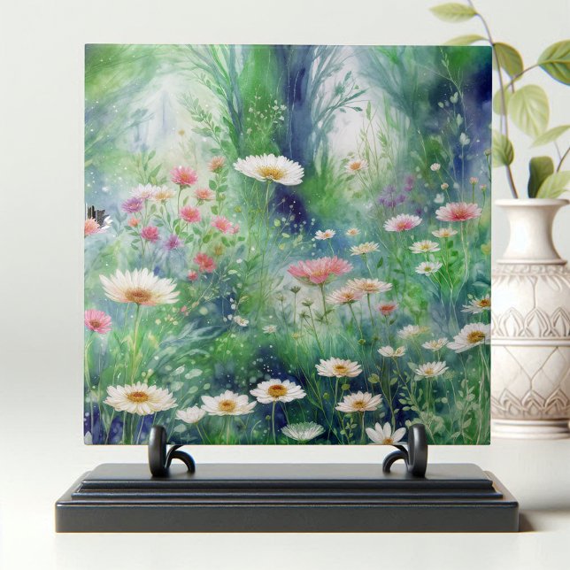 Whimsical Wildflower Meadow Watercolor Art Tile (Creator Uploaded)
