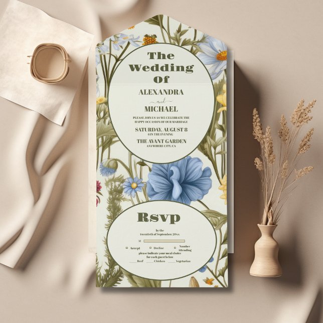 Whimsical Wildflower Meadow Wedding All In One Invitation (Creator Uploaded)