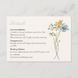 Whimsical Wildflower Meadow Wedding Details Enclosure Card