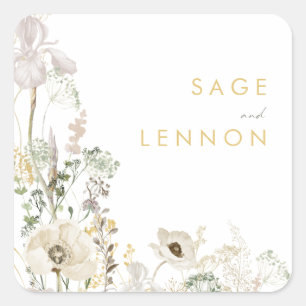 Whimsical Wildflower Meadow Wedding Envelope Seals