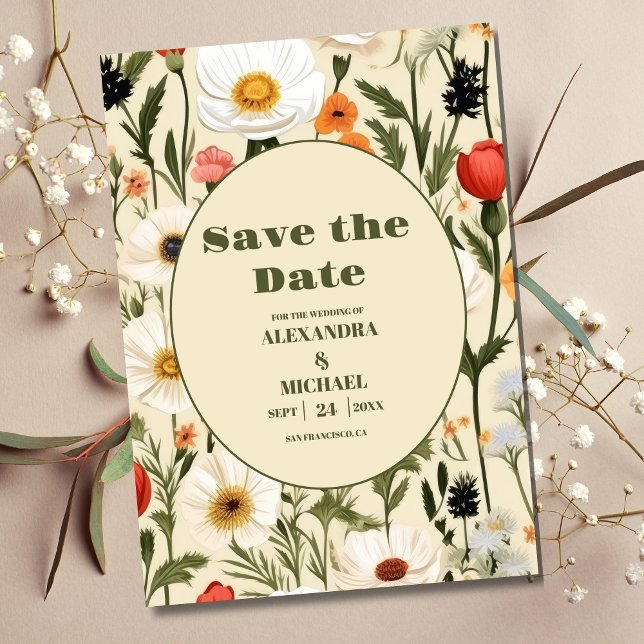 Whimsical Wildflower Meadow Wedding Save The Date (Creator Uploaded)